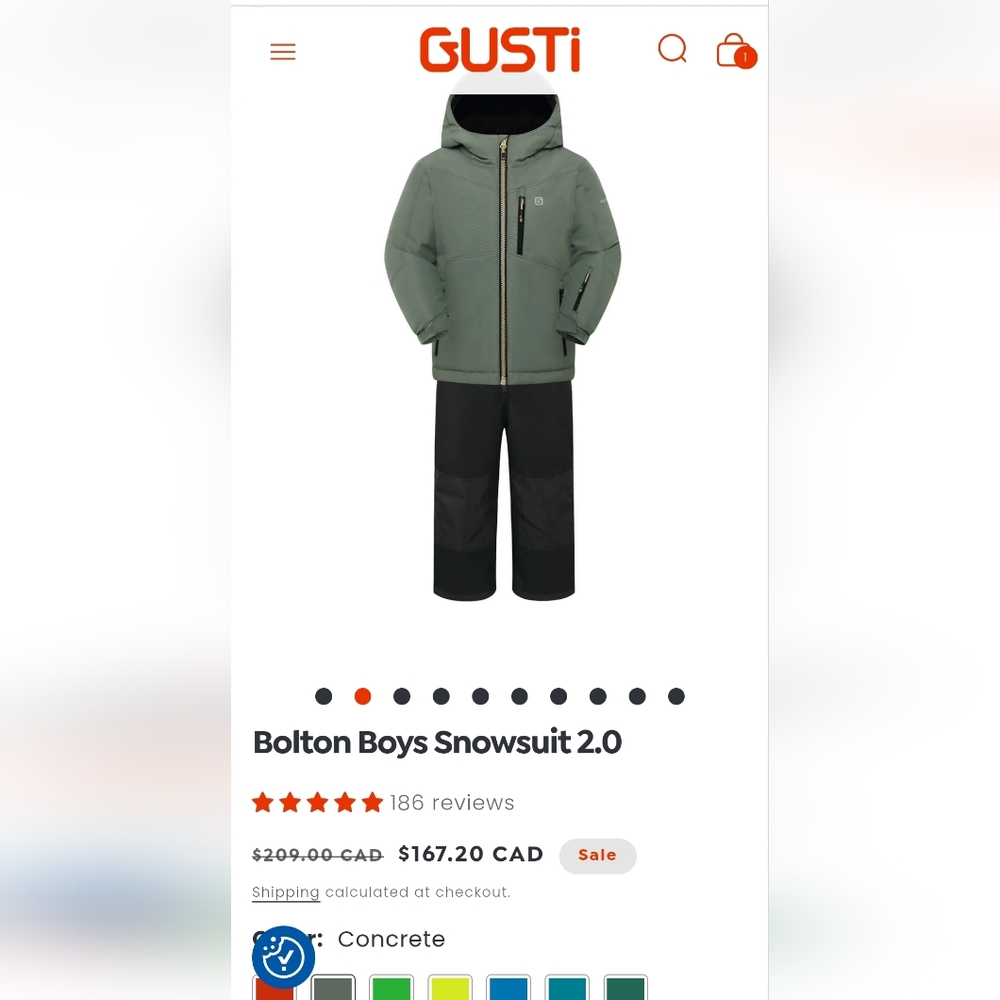 Gustin Kids Snowsuit - Gray and Black